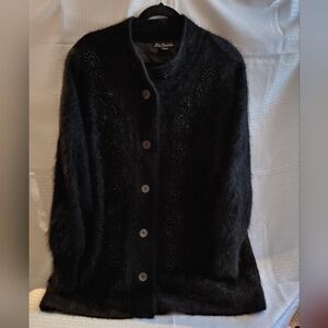 Lee Sands women's plus size rabbit angora cardigan sweater